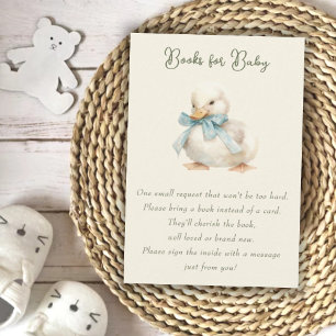 Eendje met lintje baby shower boeken voor baby informatiekaartje