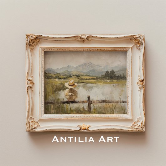 eendje schilderij Rustieke Country Duck Pond Poster