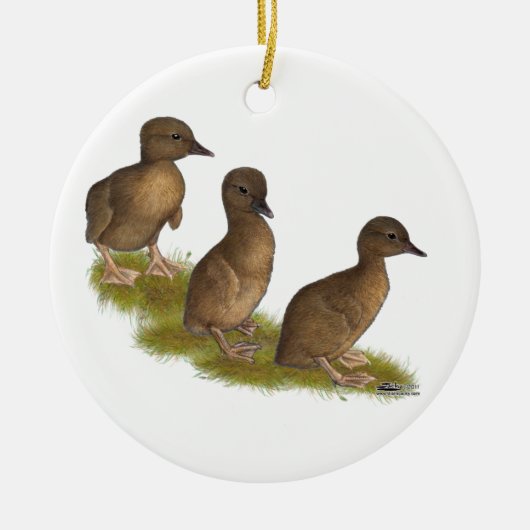 Eendjes: Chocolade Lopende Keramisch Ornament (Voorkant)