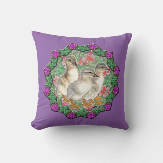 Eendjes en Bloemen Kussen (Voorkant)