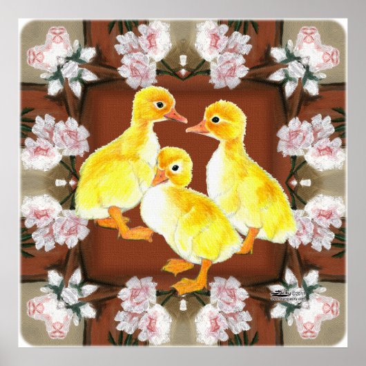 Eendjes en Rozen Poster (Voorkant)