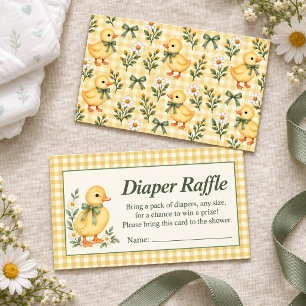 Eendjes Gele Gingham Luier Raffle Kaart