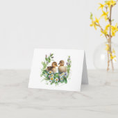 Eendjes met madeliefjes en paarse bloemen BLANK Kaart (Gele Bloem)