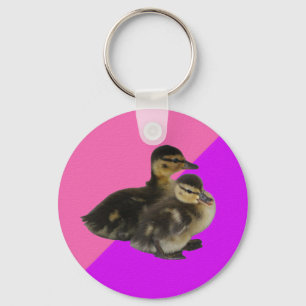 Eendkuikens op Roze Framboos en Paarse Sorbet Sleutelhanger