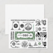 Eendollarrekeningpatroon Informatiekaartje (Voorkant / Achterkant)