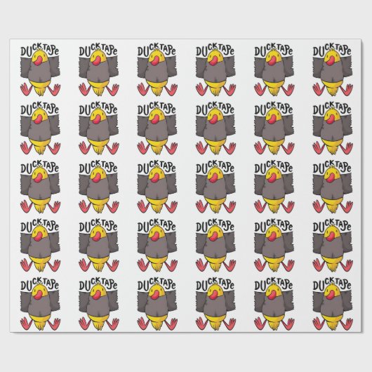 Eendtape Grappige Kawaii Eend in Tape Gewikkeld Cadeaupapier (Vlak)