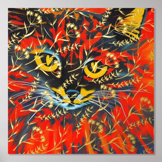 Eenduidig Abstract kat schilderen van echte goudfo Folie Afdrukken (Voorkant)