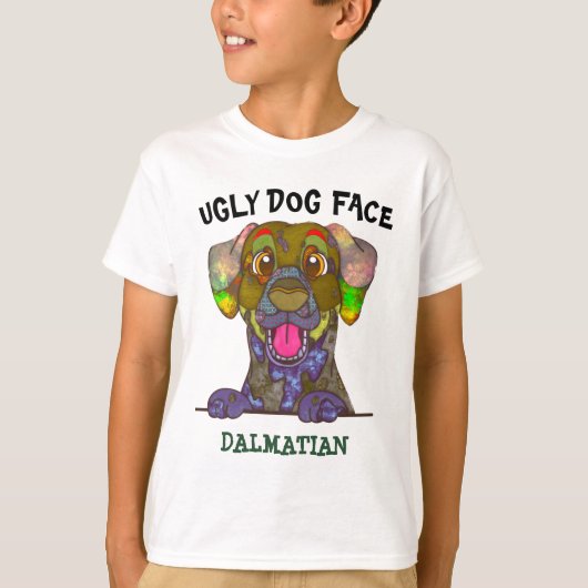 Eenduidig Dalmatiaans lelijk hondengezicht T-shirt (Voorkant)