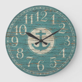 Eenduidig decoratief  hout met anker grote klok