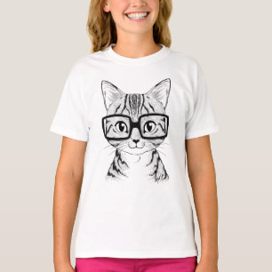 Eenduidig dikke nerdy Cat Girl's witte T-shirt