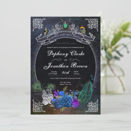 Eenduidig donkerbruin Steampunk Peculiar Collage Kaart (Staand voorkant)