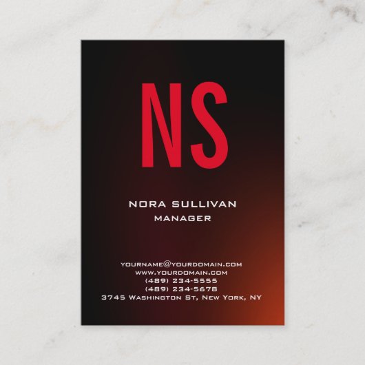 Eenduidig eenvoudig bruin monogram visitekaartje (Voorkant)