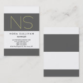 Eenduidig, eenvoudig grijs, wit geel monogram visitekaartje (Voorkant / Achterkant)