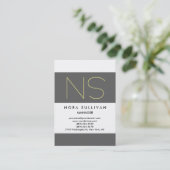 Eenduidig, eenvoudig grijs, wit geel monogram visitekaartje (Staand voorkant)