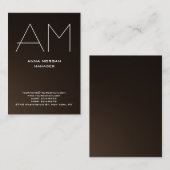 Eenduidig eenvoudig monogram sepia visitekaartje (Voorkant / Achterkant)