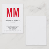 Eenduidig eenvoudig wit monogram visitekaartje (Voorkant / Achterkant)