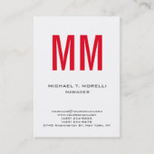 Eenduidig eenvoudig wit monogram visitekaartje (Voorkant)