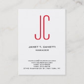 Eenduidig, eenvoudig wit monogram visitekaartje (Voorkant)