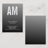 Eenduidig grijs zwart gewoon monogram visitekaartje (Voorkant / Achterkant)
