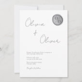 Eenduidig grijze zilverwas-monogram bruiloft kaart (Voorkant)