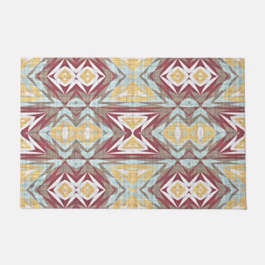 Eenduidig Groen Blauw Rood Geel Tribaal Deeg Deurmat (Voorkant)