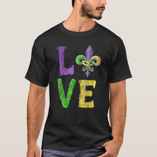 Eenduidig handgeschreven fluer de lis mardi gras l t-shirt (Voorkant)
