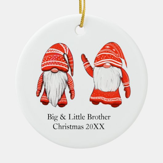 Eenduidig kerstfeest groots en broertje keramisch ornament (Voorkant)