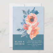Eenduidig koraal- en mosterdblauw huwelijk kaart (Voorkant)