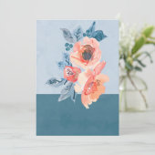 Eenduidig koraal- en mosterdblauw huwelijk kaart (Staand voorkant)