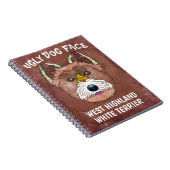 Eenduidig lelijk gezicht van de witte terriehond v notitieboek (Rechterzijde)