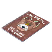 Eenduidig lelijk gezicht van de witte terriehond v notitieboek (Linkerzijde)