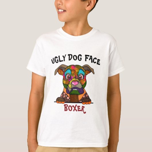 Eenduidig lelijke Boxer-hondengezicht T-shirt (Voorkant)