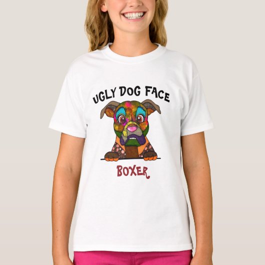 Eenduidig lelijke Boxer-hondengezicht T-shirt (Voorkant)
