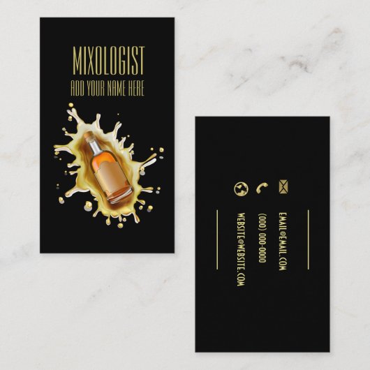 Eenduidig menuploloog met flesje met steeltje visitekaartje (Voorkant / Achterkant)