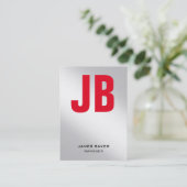 Eenduidig metalen zilverrood monogram visitekaartje (Staand voorkant)