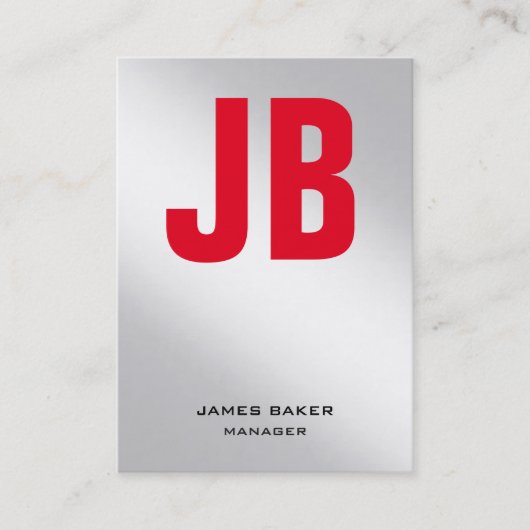 Eenduidig metalen zilverrood monogram visitekaartje (Voorkant)