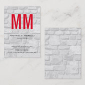 Eenduidig monogram rode monogram visitekaartje (Voorkant / Achterkant)