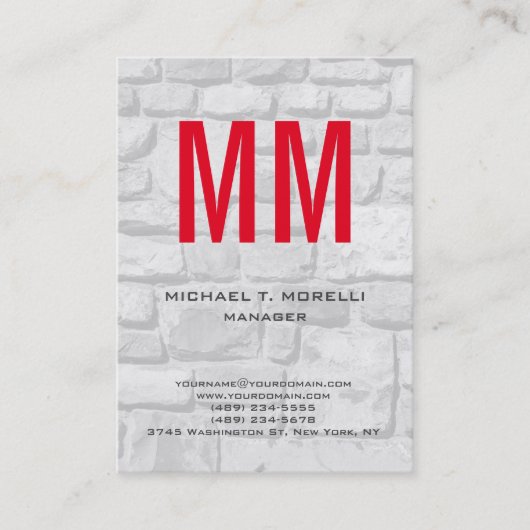 Eenduidig monogram rode monogram visitekaartje (Voorkant)