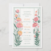 Eenduidig Oranje Roze Ranunculus Floral Sides Wedd Kaart (Voorkant)