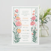 Eenduidig Oranje Roze Ranunculus Floral Sides Wedd Kaart (Staand voorkant)