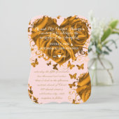 Eenduidig Roos roze gouden harten en Rozen huwelij Kaart (Staand voorkant)