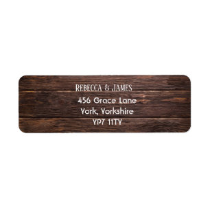 Eenduidig Rustisch Wood Wedding Return Address Lab Etiket