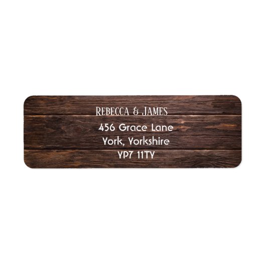 Eenduidig Rustisch Wood Wedding Return Address Lab Etiket (Voorkant)