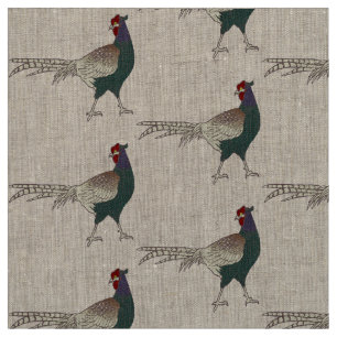 Eenduidig textiel Retrochic fazant bird linnen Stof