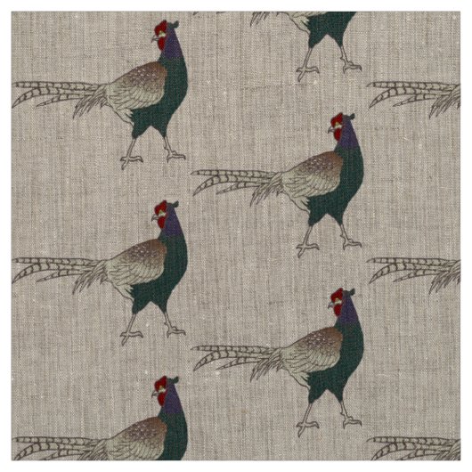 Eenduidig textiel Retrochic fazant bird linnen Stof (Swatch)