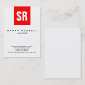 Eenduidig verticaal monogram met rode streep visitekaartje (Voorkant / Achterkant)