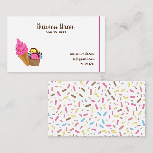 Eenduidig White Sweet Ice Cream Cup Visitekaartje (Voorkant / Achterkant)