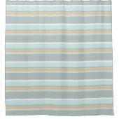Eenduidig Zee Schuimgroen witte Tan Stripes Douchegordijn (Voorkant)