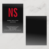 Eenduidig zwart grijs monogram visitekaartje (Voorkant / Achterkant)