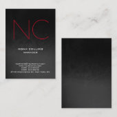 Eenduidig zwart zwart zwart monogram visitekaartje (Voorkant / Achterkant)